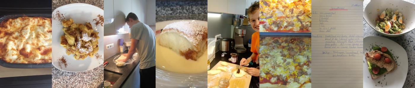 © Gabi Niederwolfsgruber Collage mit Gerichten und Schülern beim Kochen